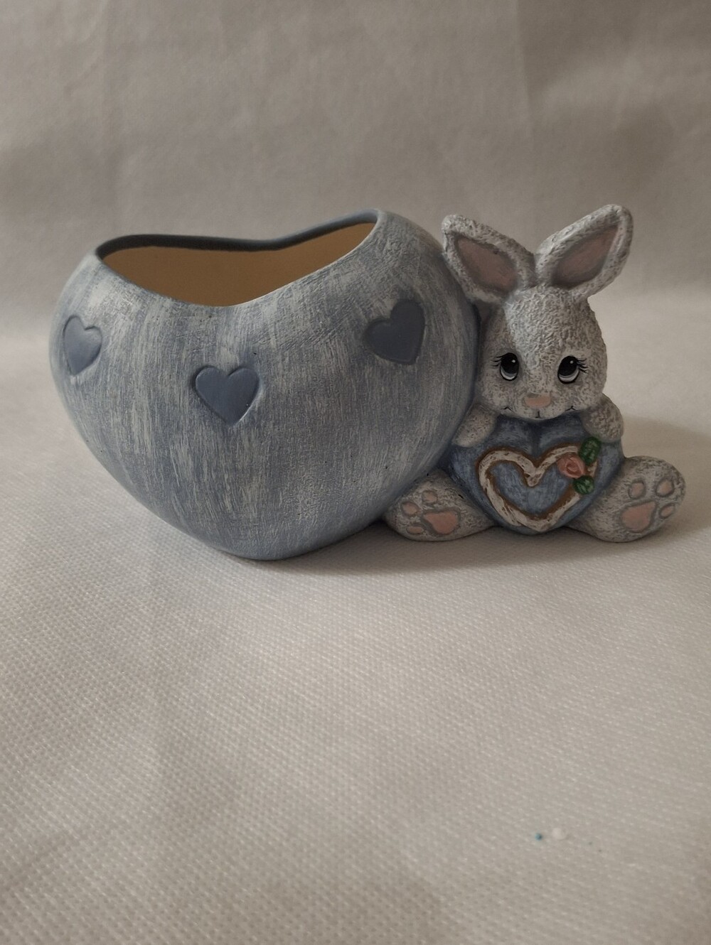 Small Hand Painted Ceramic Rabbit Vase Or Planter Farmhouse Decor